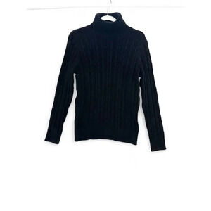 St. John's Bay Women's Long Sleeve Black Classic Cable Sweater Size Large